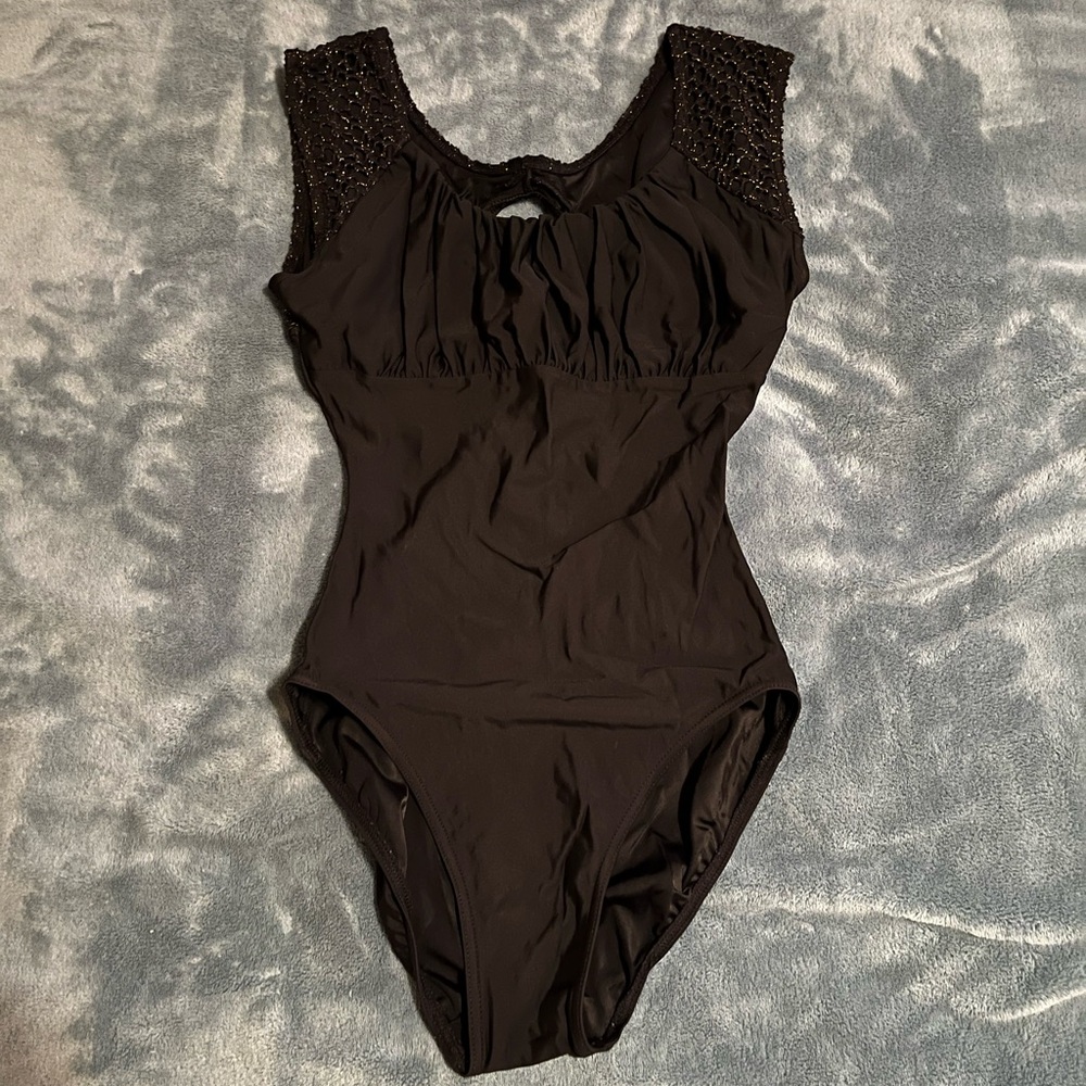 Black Cap Sleeve Leotard